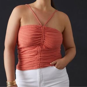 Pilcro | coral ruched ribbed halter